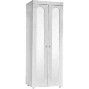 Шкаф для белья ОЛМЕКО Афина АФ-43 с зеркальными дверьми, белое дерево шкаф для белья олмеко афина аф 32 с зеркальной дверью и ящиками белое дерево