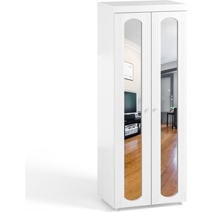 Шкаф для одежды ОЛМЕКО Афина АФ-48 с зеркальными дверьми, белое дерево шкаф трехдверный олмеко монако мн 58 с зеркальными дверьми и ящиками белое дерево