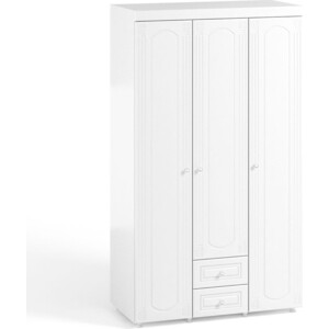 Шкаф трехдверный ОЛМЕКО Афина АФ-56 с ящиками, белое дерево шкаф для одежды олмеко афина аф 50 с зеркальными дверьми и ящиками белое дерево