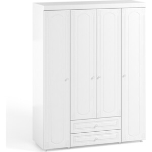 Шкаф четырехдверный ОЛМЕКО Афина АФ-62 с ящиками, белое дерево шкаф для одежды олмеко афина аф 50 с зеркальными дверьми и ящиками белое дерево