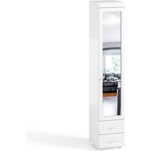 Шкаф для белья ОЛМЕКО Монако МН-32 с зеркальной дверью и ящиками, белое дерево