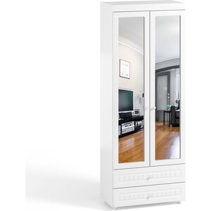Шкаф для белья ОЛМЕКО Монако МН-45 с зеркальными дверьми и ящиками, белое дерево шкаф для одежды олмеко афина аф 47 белое дерево
