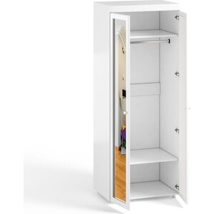 Шкаф для одежды ОЛМЕКО Монако МН-48 с зеркальными дверьми, белое дерево