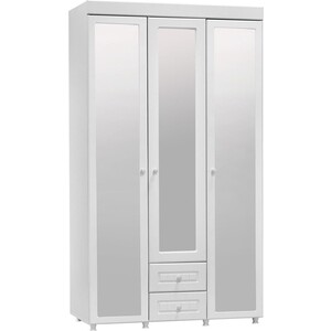 Шкаф трехдверный ОЛМЕКО Монако МН-58 с зеркальными дверьми и ящиками, белое дерево шкаф для одежды олмеко афина аф 47 белое дерево