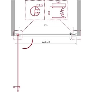 Душевая дверь BelBagno Uno 90х190 рифленое Punto, хром (UNO-B-1-90-P-Cr)