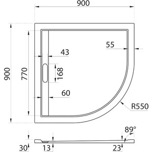 Душевой поддон Cezares Tray AS-R 90х90 черный (TRAY-AS-R-90-30-NERO)