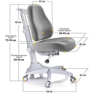 Комплект мебели (парта + кресло) Mealux Winnipeg Multicolor G столешница белая, накладки серые (BD-630 WG + кресло Y-528 G)