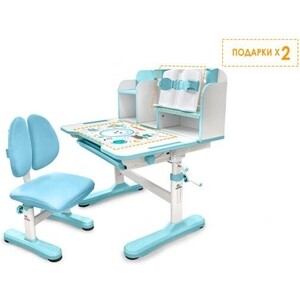 Комплект мебели (парта + стул) Mealux EVO Panda blue столешница белая, пластик голубой (BD-28 BL)