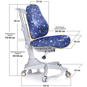 Комплект мебели (парта + кресло) Mealux EVO Evo-40 BL с полкой, белая столешница, цвет пластика голубой (Evo-40 BL + Y-528 F)