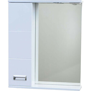 Зеркало-шкаф Emmy Монтана 60х70 левый, с подсветкой, белый (mont60mir1-l) зеркало шкаф emmy рио 50х70 правый с подсветкой белый rio50mir1 r