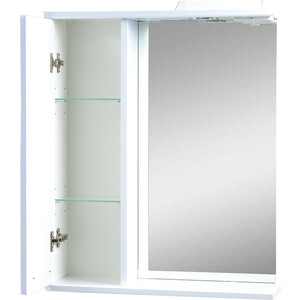 Зеркало-шкаф Emmy Рио 60х70 левый, с подсветкой, белый (rio60mir1-l)