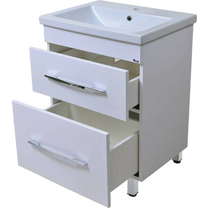 Мебель для ванной Emmy Рокард 60х45 напольная, два ящика, белая