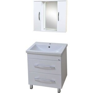 Мебель для ванной Emmy Рокард 80х45 напольная, два ящика, белая мебель для ванной am pm gem s 75 три ящика графит