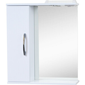 Зеркало-шкаф Emmy Рокард 60х70 левый, с подсветкой, белый (rok3.60bel-l) пенал emmy рокард 30х190 левый белый rok30pena l