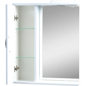 Зеркало-шкаф Emmy Рокард 60х70 левый, с подсветкой, белый (rok3.60bel-l)
