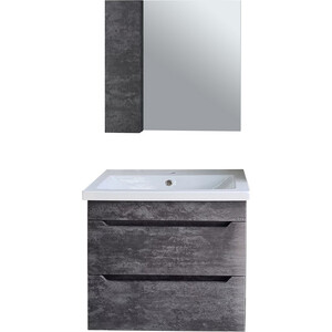 Мебель для ванной Emmy Стоун 80х45 подвесная, серый бетон зеркало шкаф comforty франкфурт 90 бетон светлый