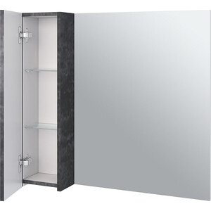 Зеркало-шкаф Emmy Стоун 80х70 левый, серый бетон (stn80mir-l)