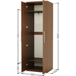 Шкаф для одежды Шарм-Дизайн Комфорт МШ-21 100х45 с зеркалом, орех