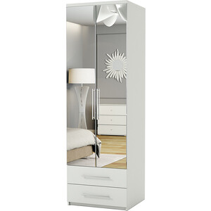 Шкаф для одежды с ящиками Шарм-Дизайн Комфорт МШЯ-21 100х60 с зеркалами, белый шкаф для одежды с ящиками шарм дизайн мелодия мшя 21 100х60 дуб сонома