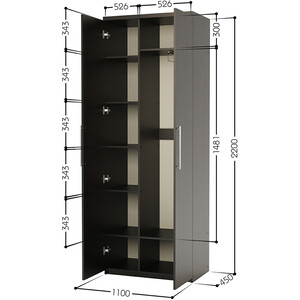 Шкаф комбинированный Шарм-Дизайн Комфорт МК-22 110х45 с зеркалом, венге