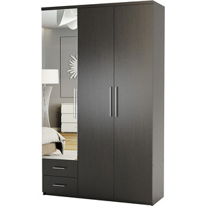Шкаф трехдверный Шарм-Дизайн Комфорт МКЯ-32/1 150х60 с зеркалами, венге шкаф комбинированный шарм дизайн лайт 150х60 венге дуб сонома