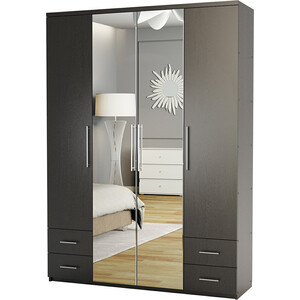 Шкаф четырехдверный Шарм-Дизайн Комфорт МКЯ2-43 120х45 с зеркалом, венге шкаф четырехдверный шарм дизайн лайт 140х60 венге дуб сонома