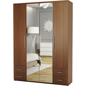 Шкаф четырехдверный Шарм-Дизайн Комфорт МКЯ2-43 120х45 с зеркалом, орех шкаф четырехдверный шарм дизайн комфорт мкя2 43 200х45 с зеркалами дуб сонома