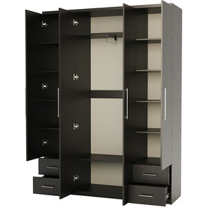 Шкаф четырехдверный Шарм-Дизайн Комфорт МКЯ2-43 220х45 с зеркалом, венге