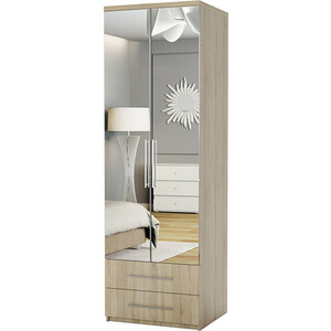 Шкаф для одежды с ящиками Шарм-Дизайн Комфорт МШЯ-21 70х60 с зеркалами, дуб сонома шкаф для одежды шарм дизайн уют 70х60 вишня оксфорд