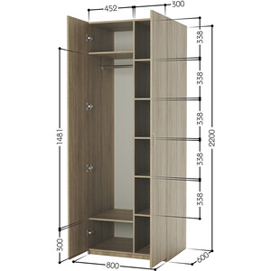 Шкаф комбинированный Шарм-Дизайн ДОК-2 80х60 дуб сонома
