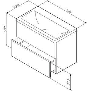 Тумба под раковину Am.Pm Gem 75х42 черная матовая (M90FHX07522BM)