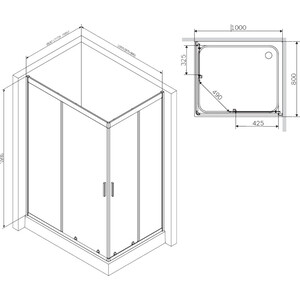 Душевой уголок Am.Pm Gem 100х80 прозрачный, черный (W90G-404-100280-BT)