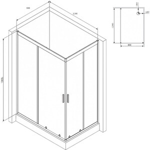 Душевой уголок Am.Pm Gem 120x80 прозрачный, черный (W90G-404-120280-BT)