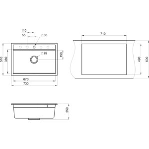 Кухонная мойка Granula KS-7301 алюминиум