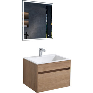 Мебель для ванной Vincea Chiara 60х48 N.Oak, белая раковина раковина аврора для тумбы 75 см