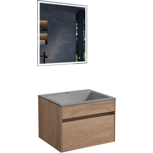 Мебель для ванной Vincea Chiara 60х48 N.Oak, серая раковина тумба под раковину vincea chiara 60х48 n oak vmc 2c600no