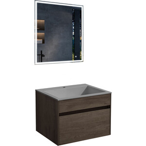 Мебель для ванной Vincea Chiara 60х48 R.Oak, серая раковина тумба под раковину vincea chiara 60х48 n oak vmc 2c600no
