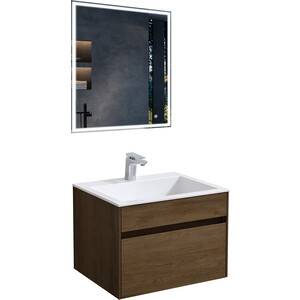 Мебель для ванной Vincea Chiara 60х48 T.Oak, белая раковина раковина аврора для тумбы 75 см