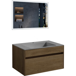 

Мебель для ванной Vincea Chiara 80х48 T.Oak, серая раковина, Chiara 80х48 T.Oak, серая раковина