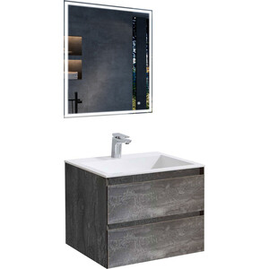Мебель для ванной Vincea Luka 60х48 G.Stone, белая раковина глазурованный керамогранит stone gris 33x33 см 0 98 м² матовый серый