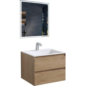 Мебель для ванной Vincea Luka 60х48 N.Oak, белая раковина раковина аврора для тумбы 75 см