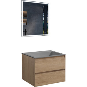 Мебель для ванной Vincea Luka 60х48 N.Oak, серая раковина мебель для ванной runo мальта 70х46 раковина moduo leaf серый дуб