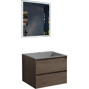 Мебель для ванной Vincea Luka 60х48 R.Oak, серая раковина мебель для ванной runo мальта 70х46 раковина moduo leaf серый дуб