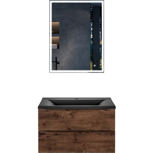 Мебель для ванной Vincea Mia 75х45 R.Wood, черная раковина беспроводное зарядное устройство iconik 5 w коричневый wch wood merbau