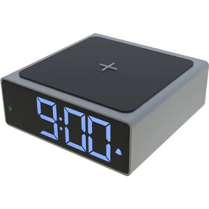Часы-будильник с беспроводной зарядкой Ritmix RRC-900Qi Grey часы наручные электронные d 4 9 см будильник каледарь ремешок силикон синие