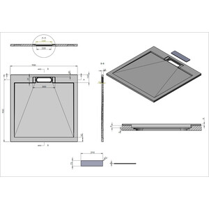 Душевой поддон Vincea VST-4SRL 90х90 с сифоном, серый (VST-4SRL9090G, VSPH-D611)