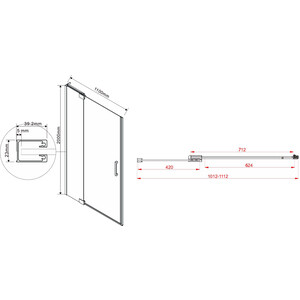 Душевая дверь Vincea Extra 100-110х200 тонированная, черный (VDP-1E1011CGB)