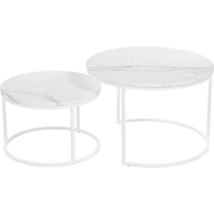 Набор кофейных столиков Bradex Tango белый мрамор с белыми ножками (RF 0351)
