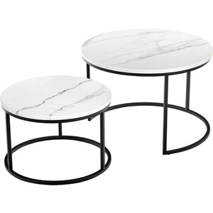 Набор кофейных столиков Bradex Tango белый мрамор с черными ножками (RF 0207) придиванный столик bradex loft 50x30 белый мрамор с черными ножками rf 0358