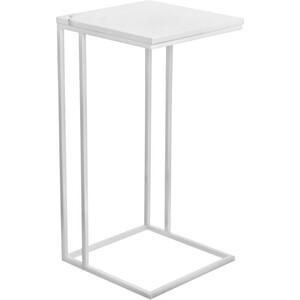 Придиванный столик Bradex Loft 35x35 белый мрамор с белыми ножками (RF 0356) стол журнальный мебелик рид голд 430 белый мрамор золото п0004794